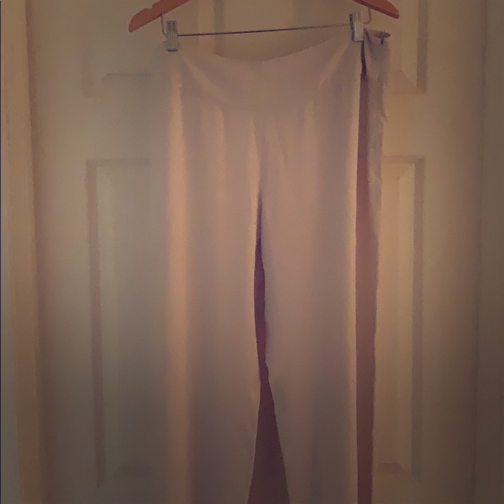 Flowing white silk pants